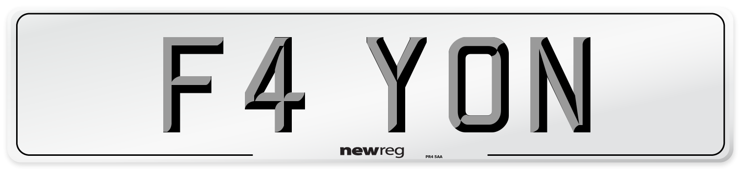 F4 YON Number Plate from New Reg